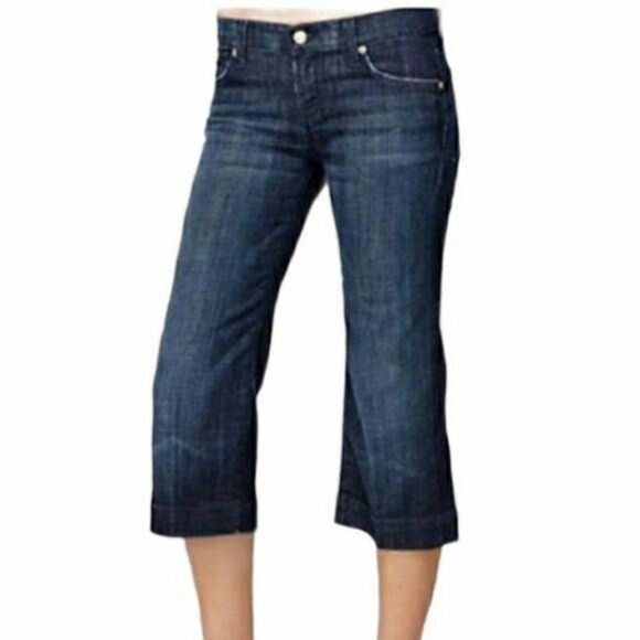 7 For All Mankind Dojo Mid Rise Relaxed Straight Legged Cropped Jeans Size 29 - Picture 2 of 11